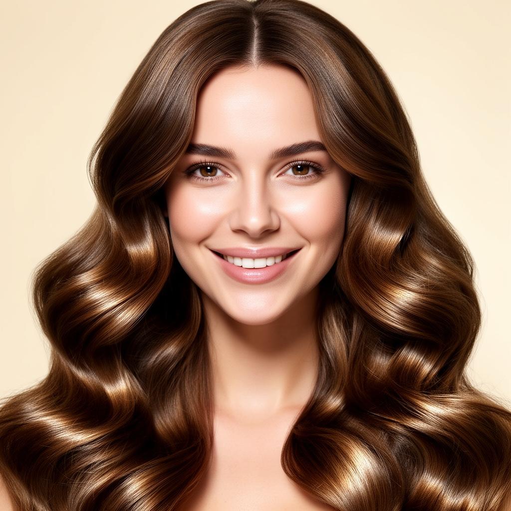 Mulher com cabelo brilhante e saudável